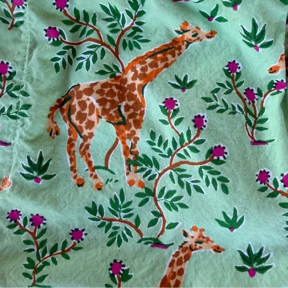PrintFresh Grazing Giraffes Mint Green Pajama Shorts 100% Organic Cotton XS GUC - Picture 4 of 6